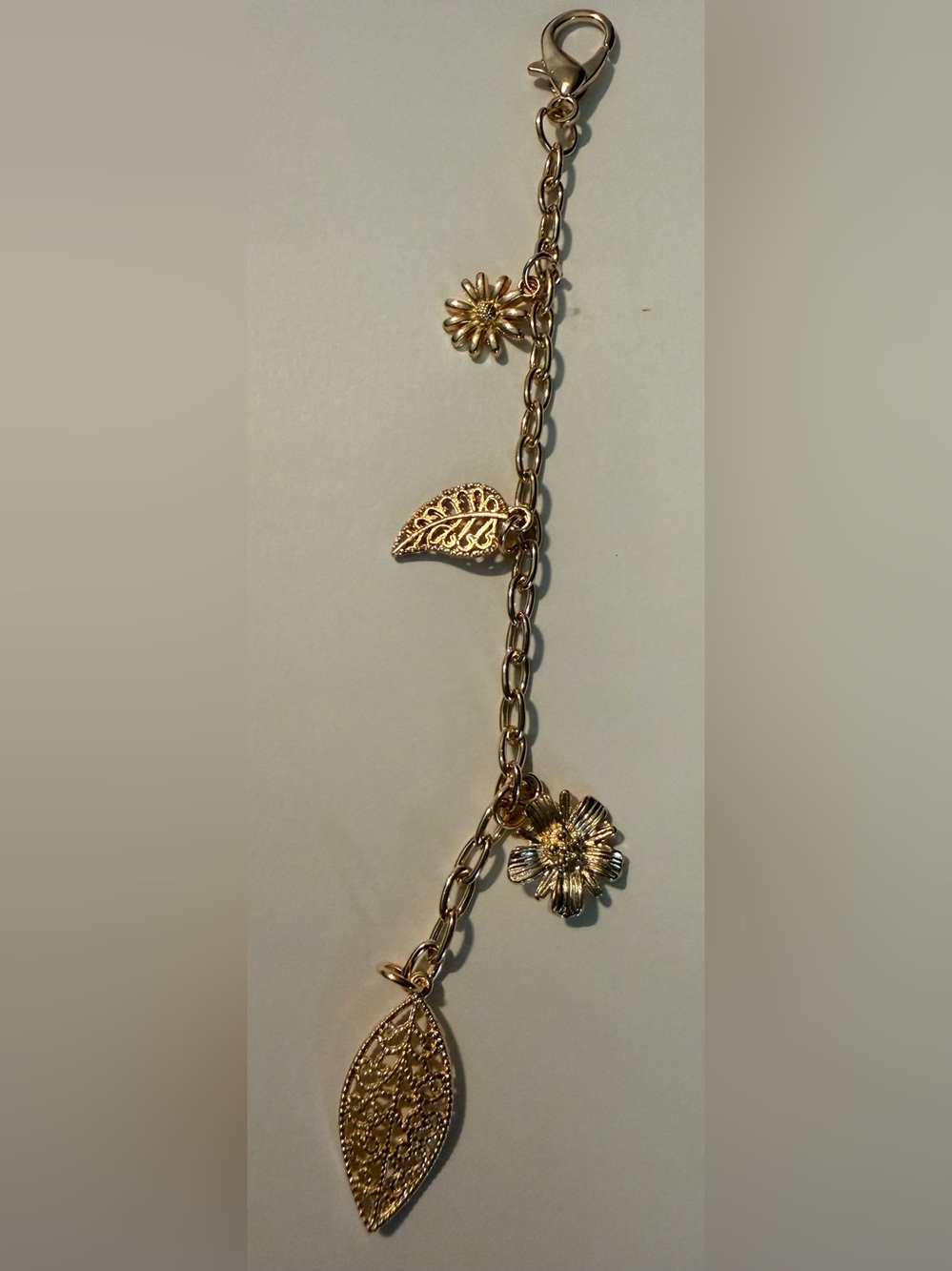 Gold Leaf & Flower Charm